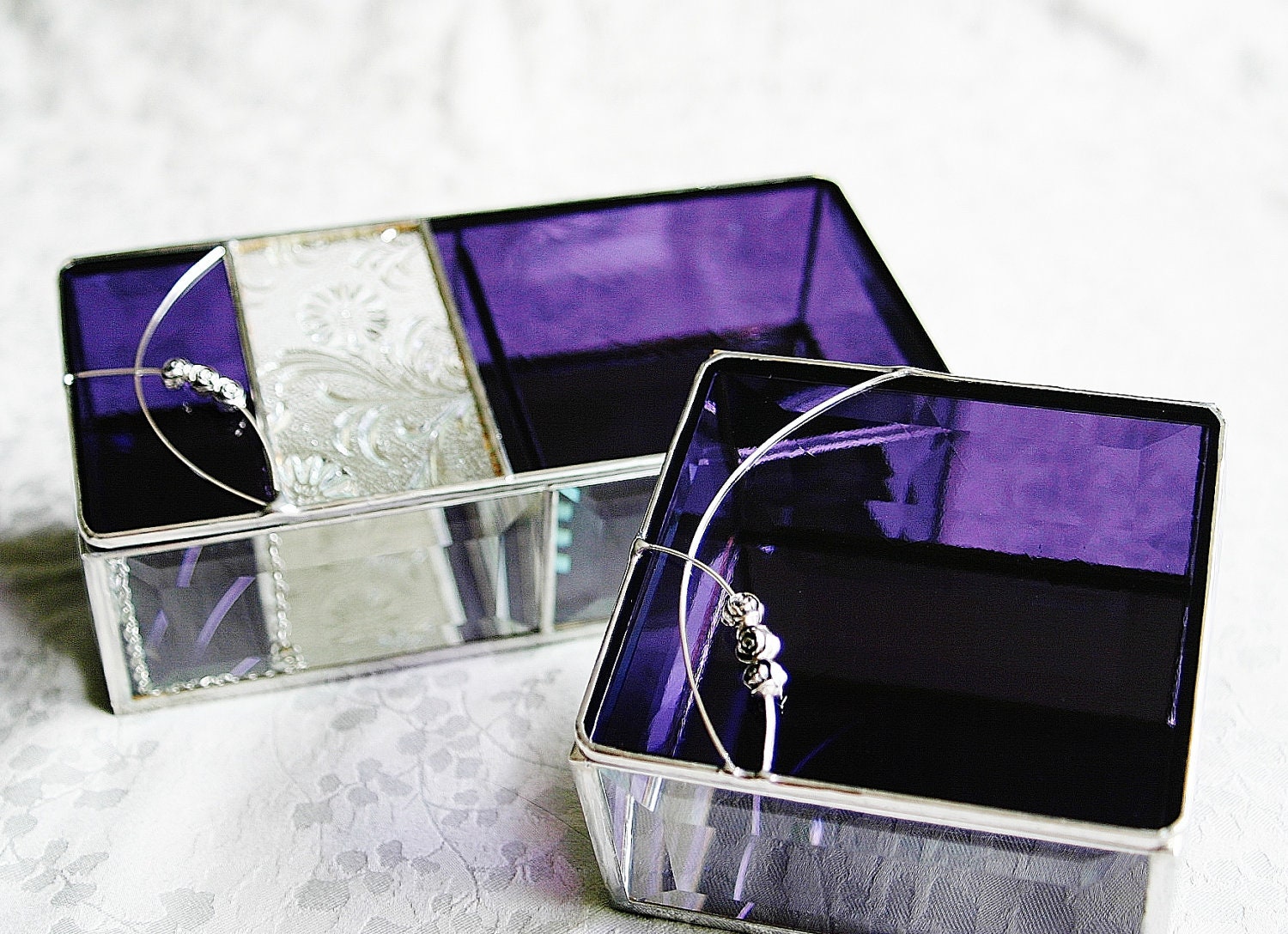 Bridesmaid Gift Set Stained Glass Jewelry Box - Custom Made To Order Bridal Attendant Gift Set