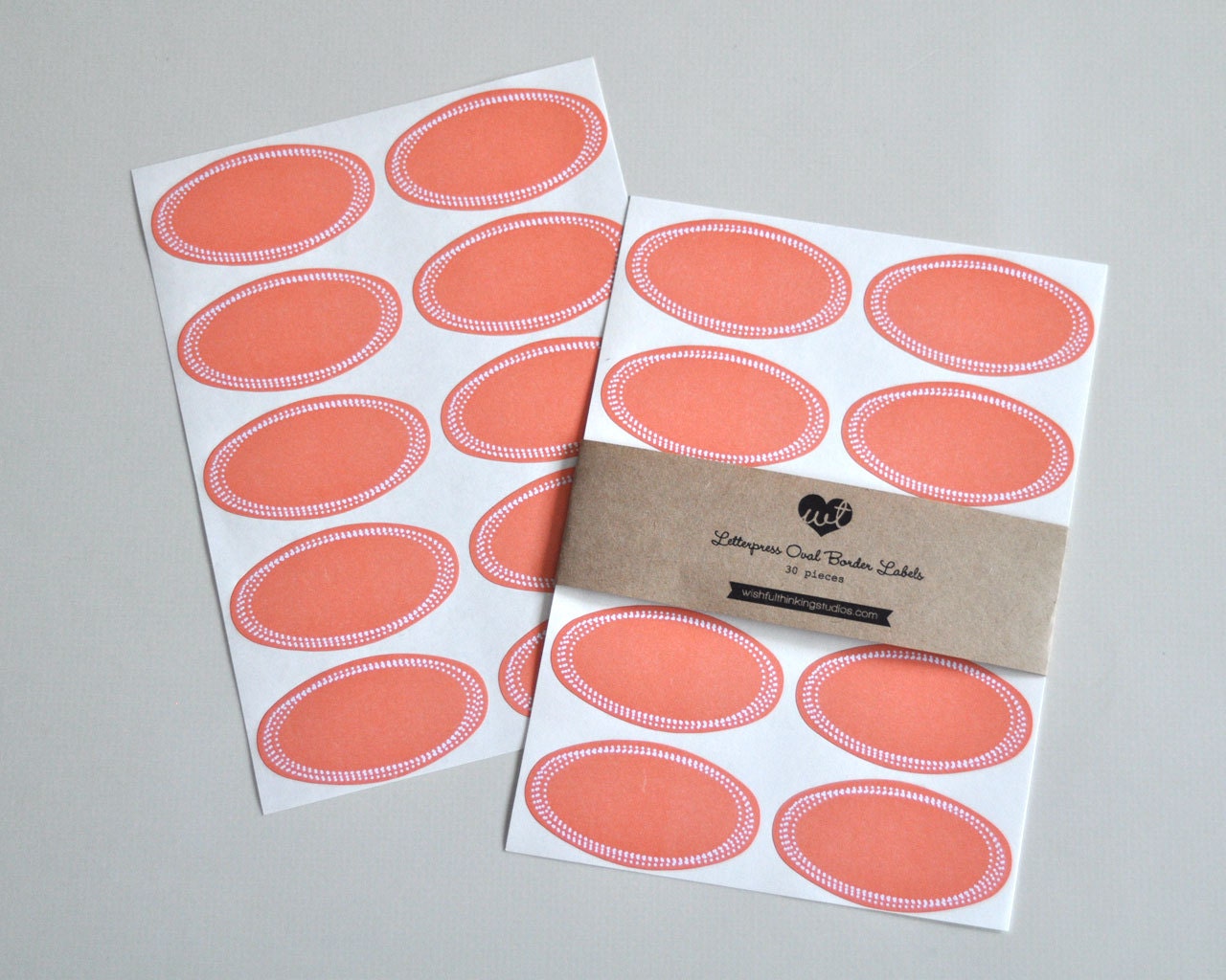 Letterpress Oval Border Labels - Dots Border (30pcs)