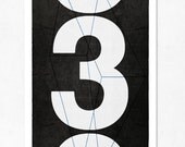 Large print 11.70 x 16.50 (A3). Big number three. (Special spring offer: Get a geometric poster for free)