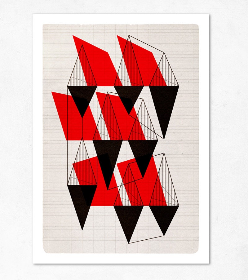 Geometric Issue (Red version). Large print 11.70 x 16.50 (A3). (Special spring offer: Get a geometric poster for free)