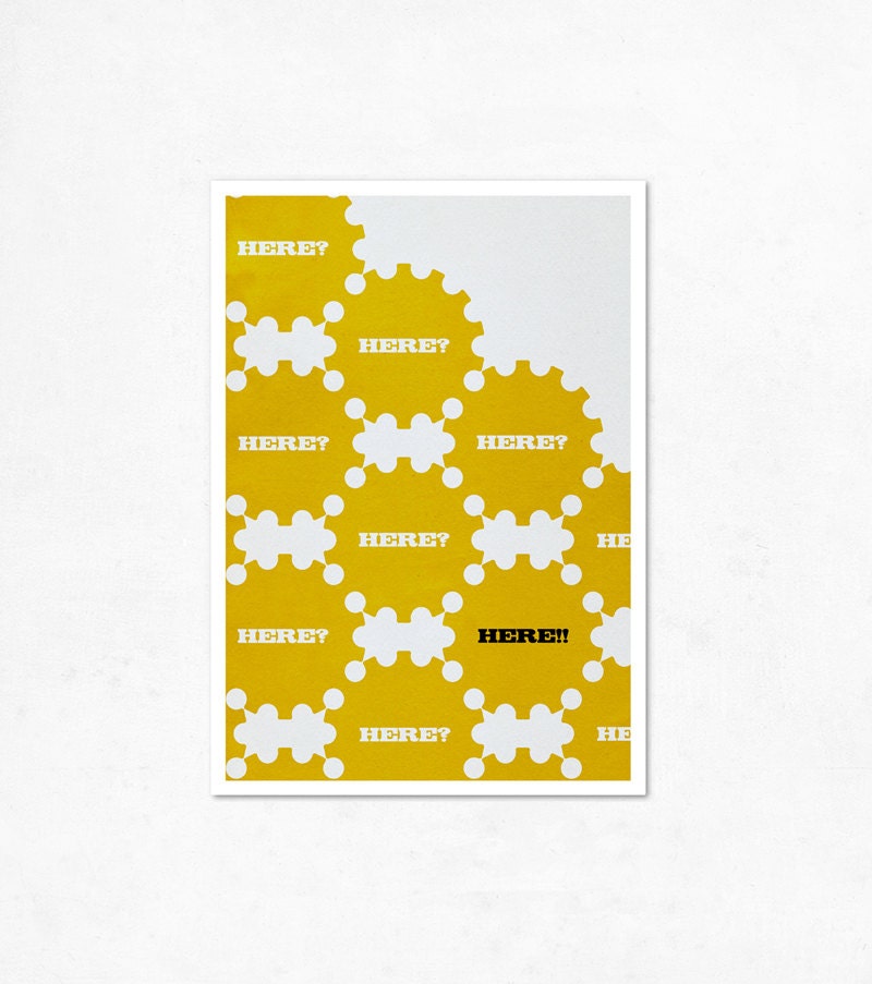 HERE (YELLOW) , illustration print 8.27 x 11.70 (A4).