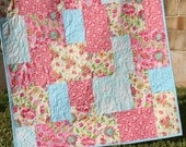 Baby Girl Quilt Pink Blue Girly Girl Blanket Gypsy Girl