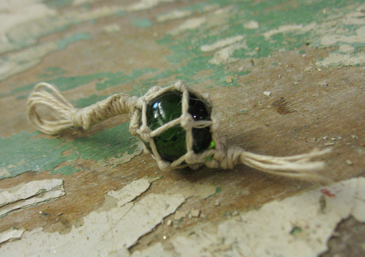 Single Miniature Fishing Float For Display or Keychain - Emerald Green