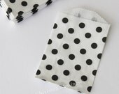 Polka Dot Bags, 20 Black MINI SIZE Wooden Utensils Cutlery Silverware Bag Paper Goods Birthday Wedding Baby Shower Favors w/ Straw Flags Il_170x135