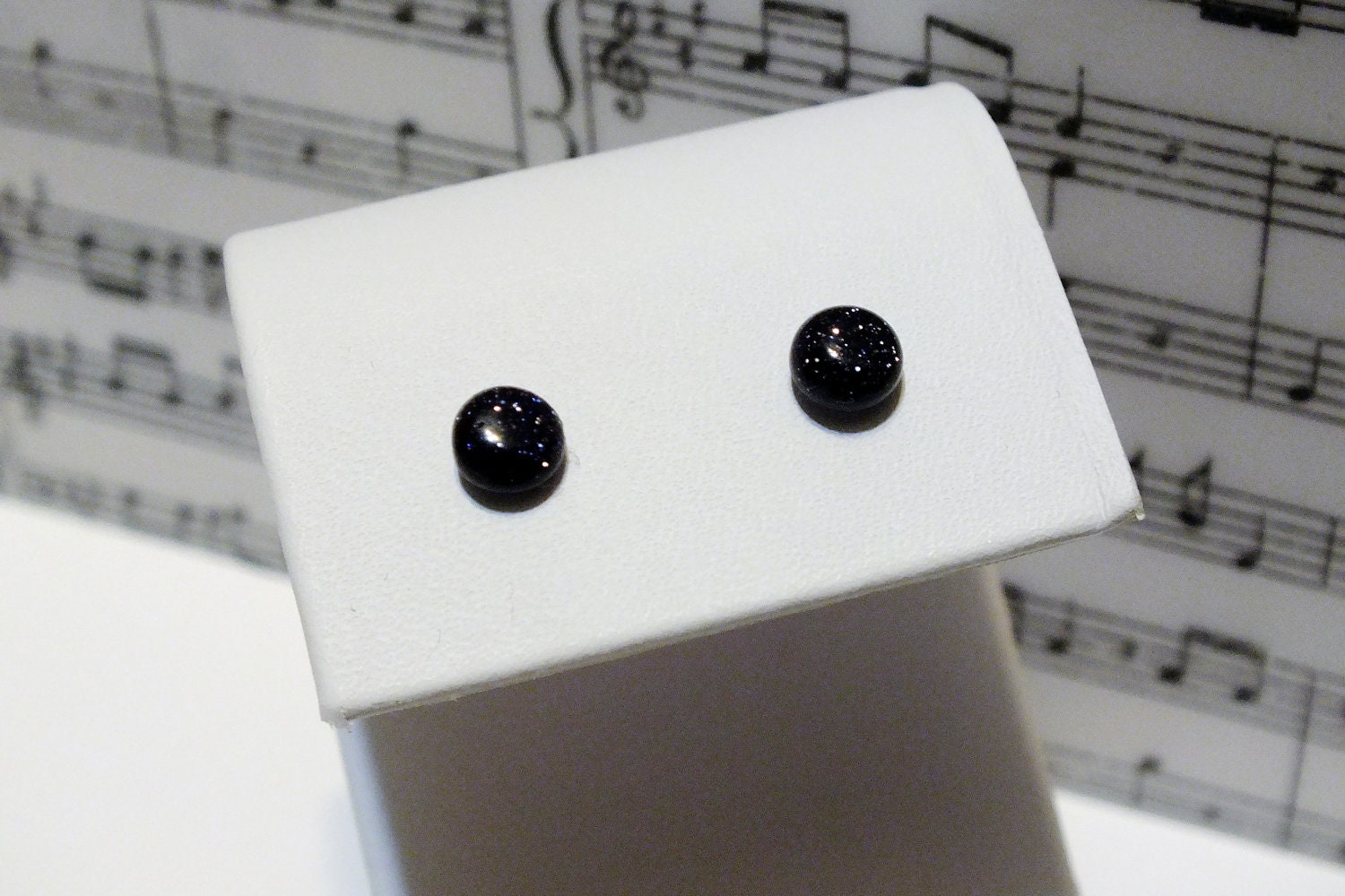 Surgical Steel Blue Goldstone Stud Earrings