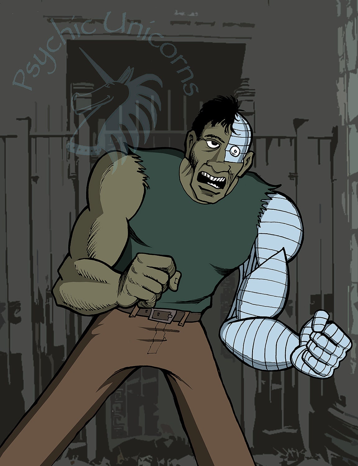 Zomborg, The Zombie Cyborg, 8.5 x 11 print