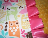 Forest Life Sorbet Minky Binky with satin ruffle - customize size and colors