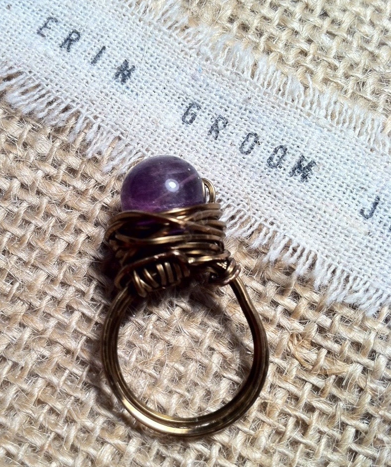 Amethyst Vintage Copper Wrapped Ring