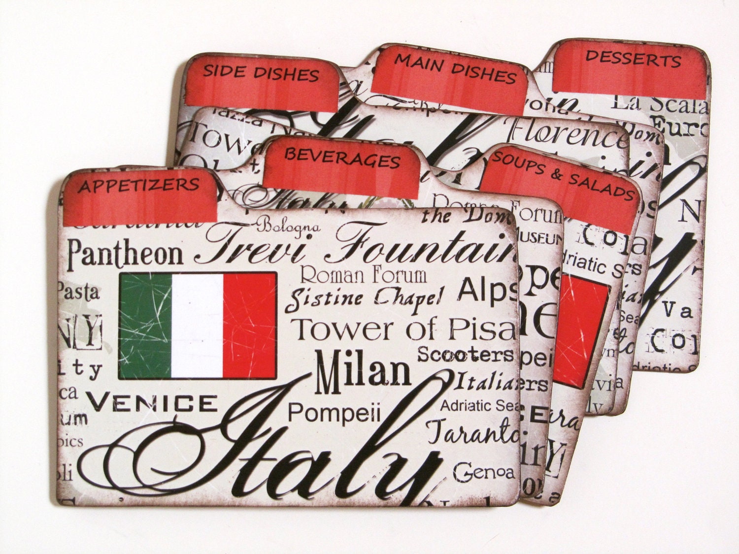 Recipe Box Dividers - Italy - made of Formica