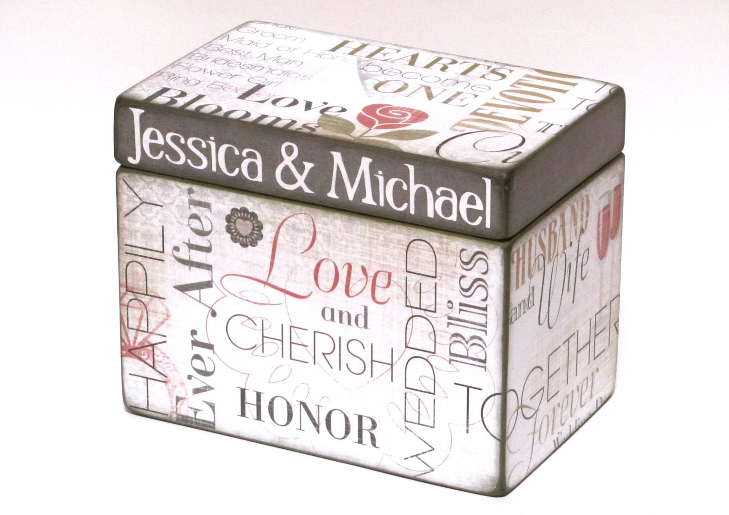 Wedding Guest Book Box Alternative - 4x6 inch wood card box - Personalized