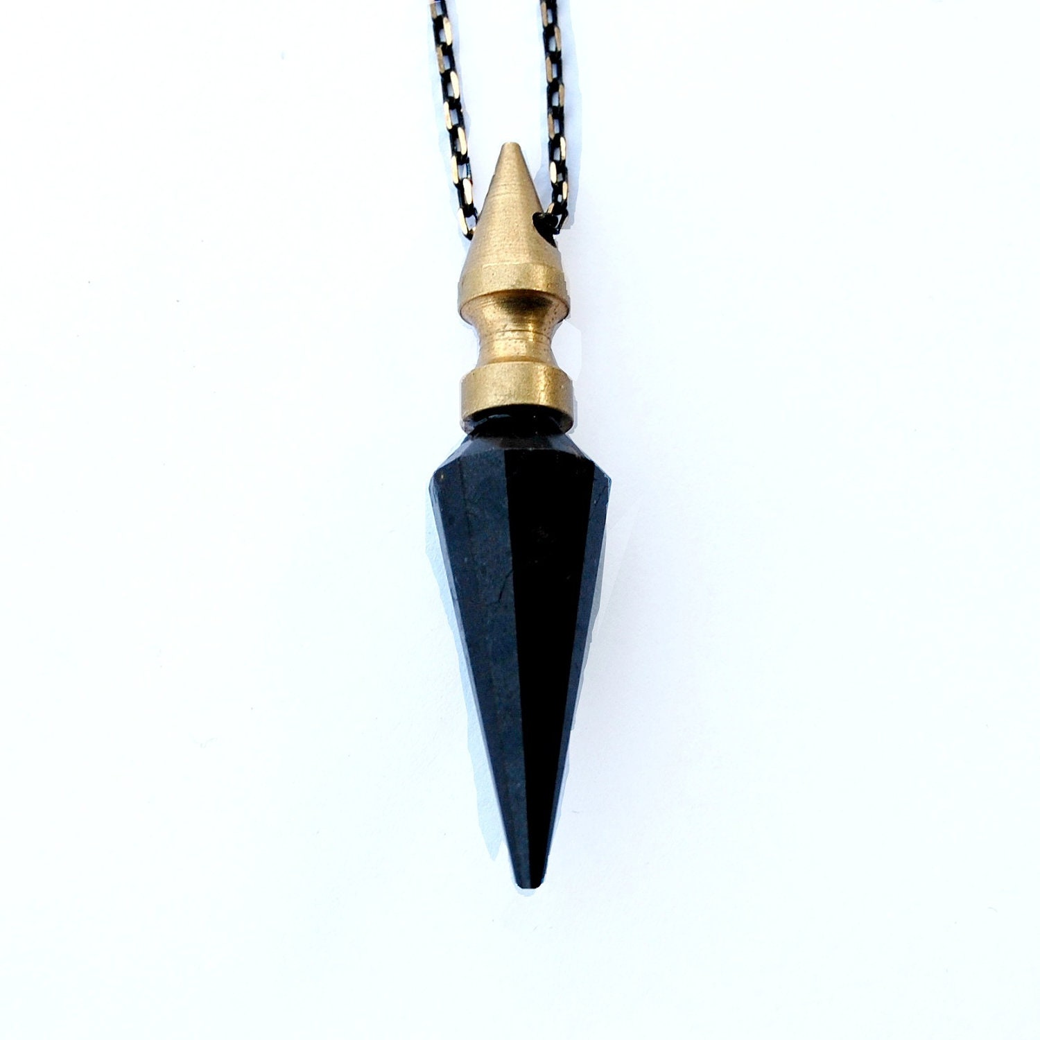 TALISMAN black tourmaline pendulum spike necklace