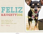 Feliz Naughty Dog - Photoshop Holiday Card Template for Pet Photographers