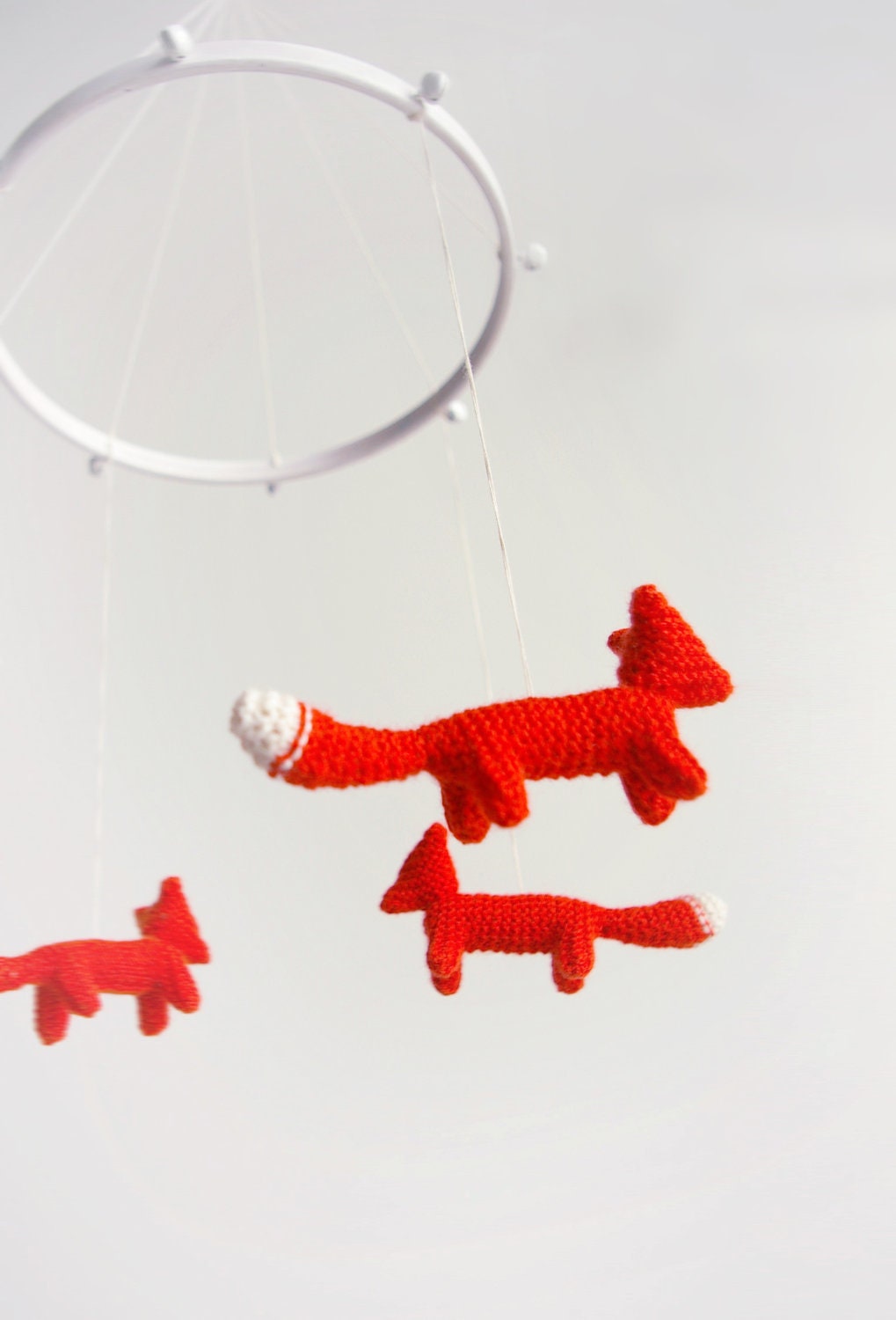 baby crib mobile / orange foxes mobile - FIRE FOXES - made to order