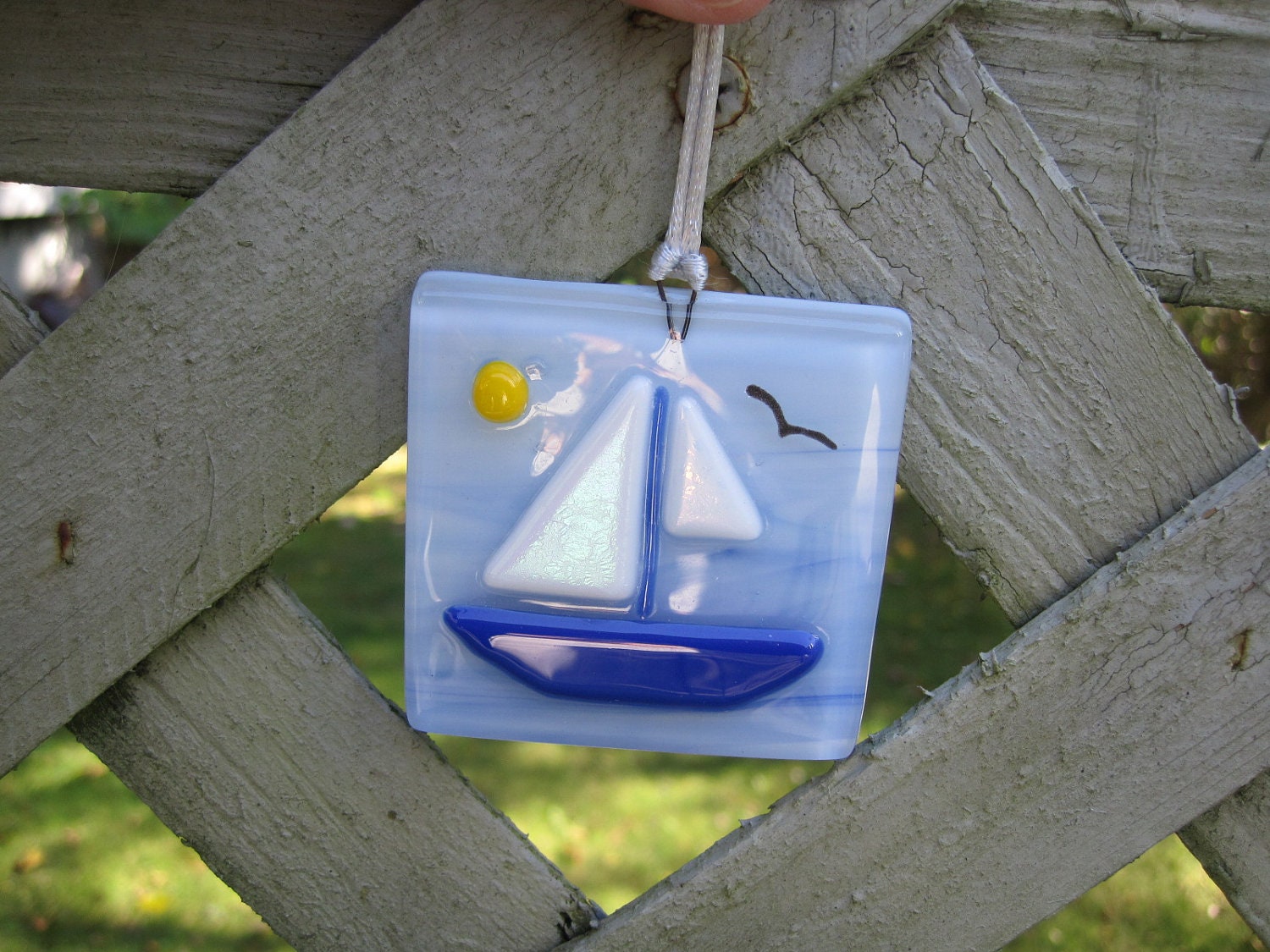 Glass Fused Sailboat Ornament