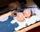 La Petite Fleur: French Wire Earrings with Vintage Resin Rose