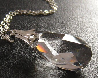 Swarovski Clear Crystal Necklace: Silver -Crystal Wedding Jewelry - Crystal Bridal Necklace - Bridesmaids Gifts