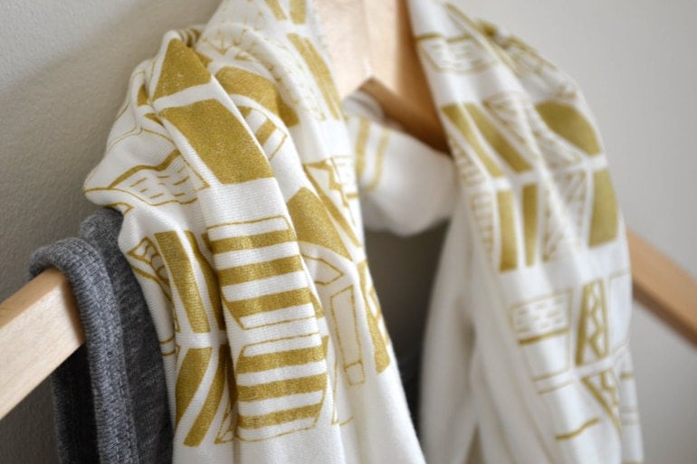 LIMITED EDITION - Infinity Scarf - Gold Badges on Cream