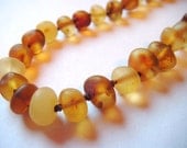 Knotted Thread, 100% Genuine Raw Unpolished Baltic Amber Teething Necklace Made-to-order in the USA