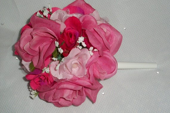 Silk Rose Bouquet Pink Colors Il_570xn