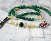 Archangel Raphael - Malachite, Citrine, Green Aventurine and Yellow Calcite Chakra Rosary Pendant Necklace