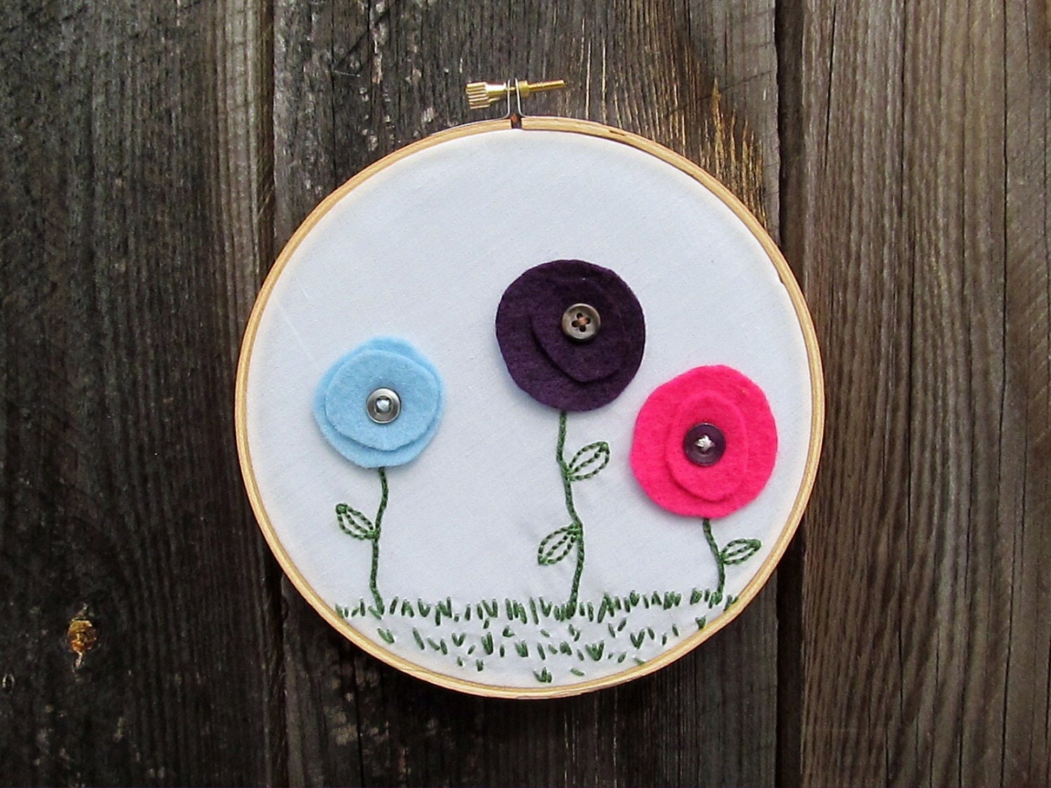 Secret Garden Embroidered Felt Hoop Art