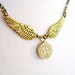 Steampunk Golden Orb & Flying Golden Wings Necklace