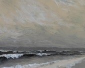 Original acrylic painting before the storm ocean waves beach