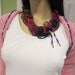 Funky Handmade Scarves , Colorful Funky Scarflette With Black Toggle Beaded Closure