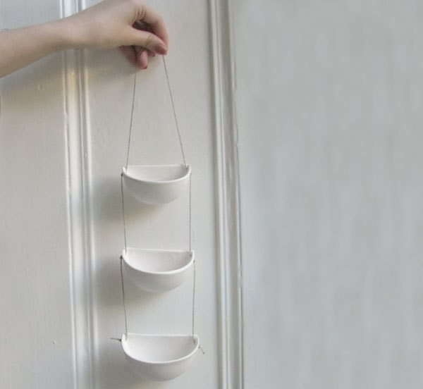 White Decor - Wabi Sabi - Graduated Hanging Porcelain Pots Trio