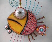Twisted Fish 8, Original Found Object Sculpture, Wall Art, by Fig Jam Studio