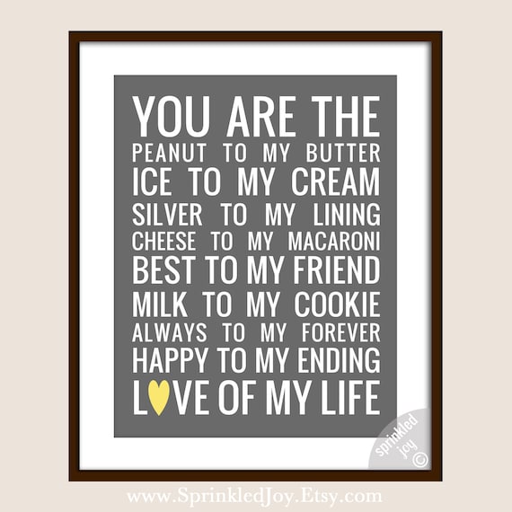You Are The Peanut to My Butter - FULLY Customizable Colors and Text 8x10 Print - Others Sizes Available