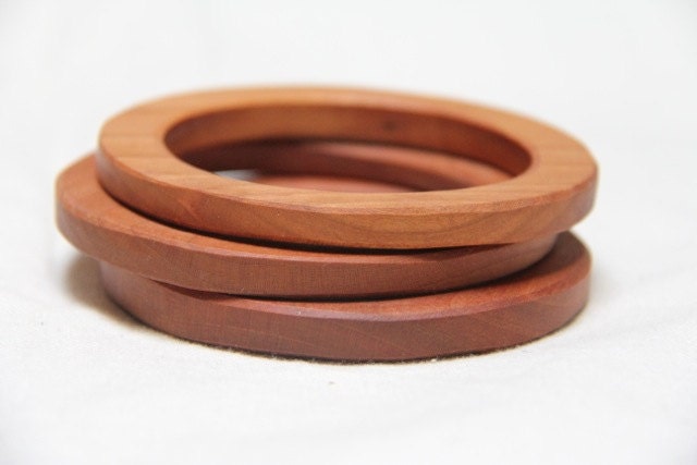 skinny trio - natural wood bangles in cherry - small