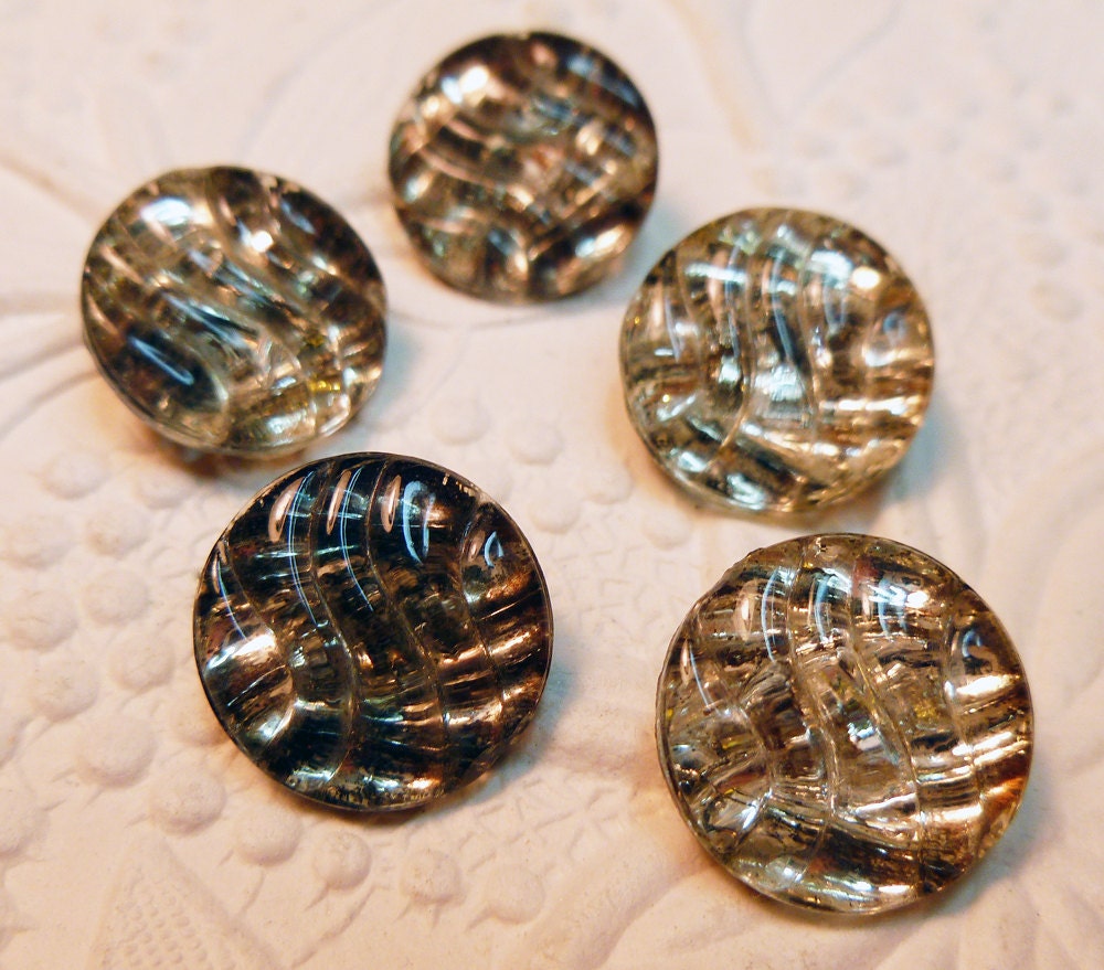 Vintage Glass Mirror Buttons West Germany