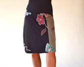 Multi colors flower embellished women skirts/Knee length bottoms/cotton short skirts