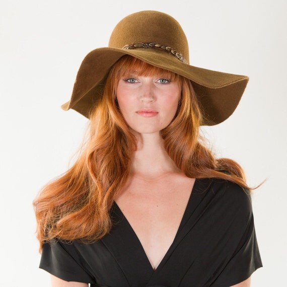 Fall Hat- Retro- Boho- Fur Velour- Floppy Hat