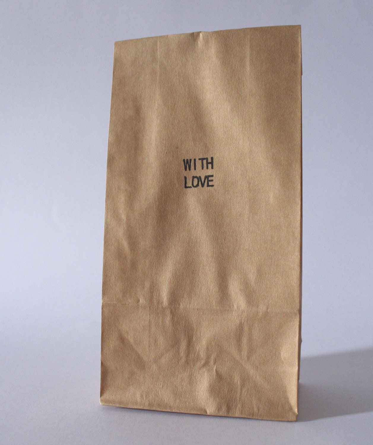 50 Hand Stamped Kraft / Brown Paper With Love Favour Bag - Perfect for Bridal Shower / Wedding / Birthday Party / Bomboniere / Bonbonniere