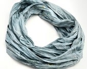 Loop Infinity Woman Scarf , Slate Gray..Soft Upcycled Sari Silk.. Ideal for Gift...gr.