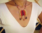 Indian sun sexy macrame necklace, beaded .