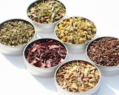 Organic Herbal Tea Kit - 6 herbal loose teas in 61mm tins - DIY tea kit - for the hostess / tea enthusiast