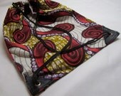 African Print Draw String Backpack