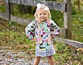 NEW.. Pink and Green Paisley with Grey Dots Tunic Dress... size 6m-6y