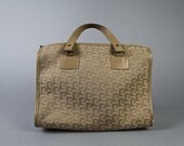 vintage purse, 1980's PIERRE CARDIN  taupe logo bag