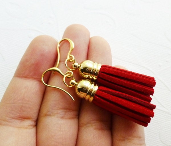 Red Tassel Earrings - Fringe Jewelry