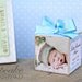 Personalized Photo Keepsake Baby Blue Polka Dots Birth Announcement Gift