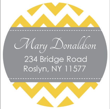 100 Personalized Address Label Stickers- 2" Round- Design your Own- Chevron