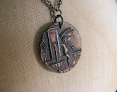 Cherub in the Rain - Vintage Brass and Copper Upcycled Necklace