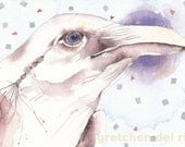 SPIRIT RAVEN  aceo watercolor giclee PRINT bird totem spirit mystical - Free Shipping