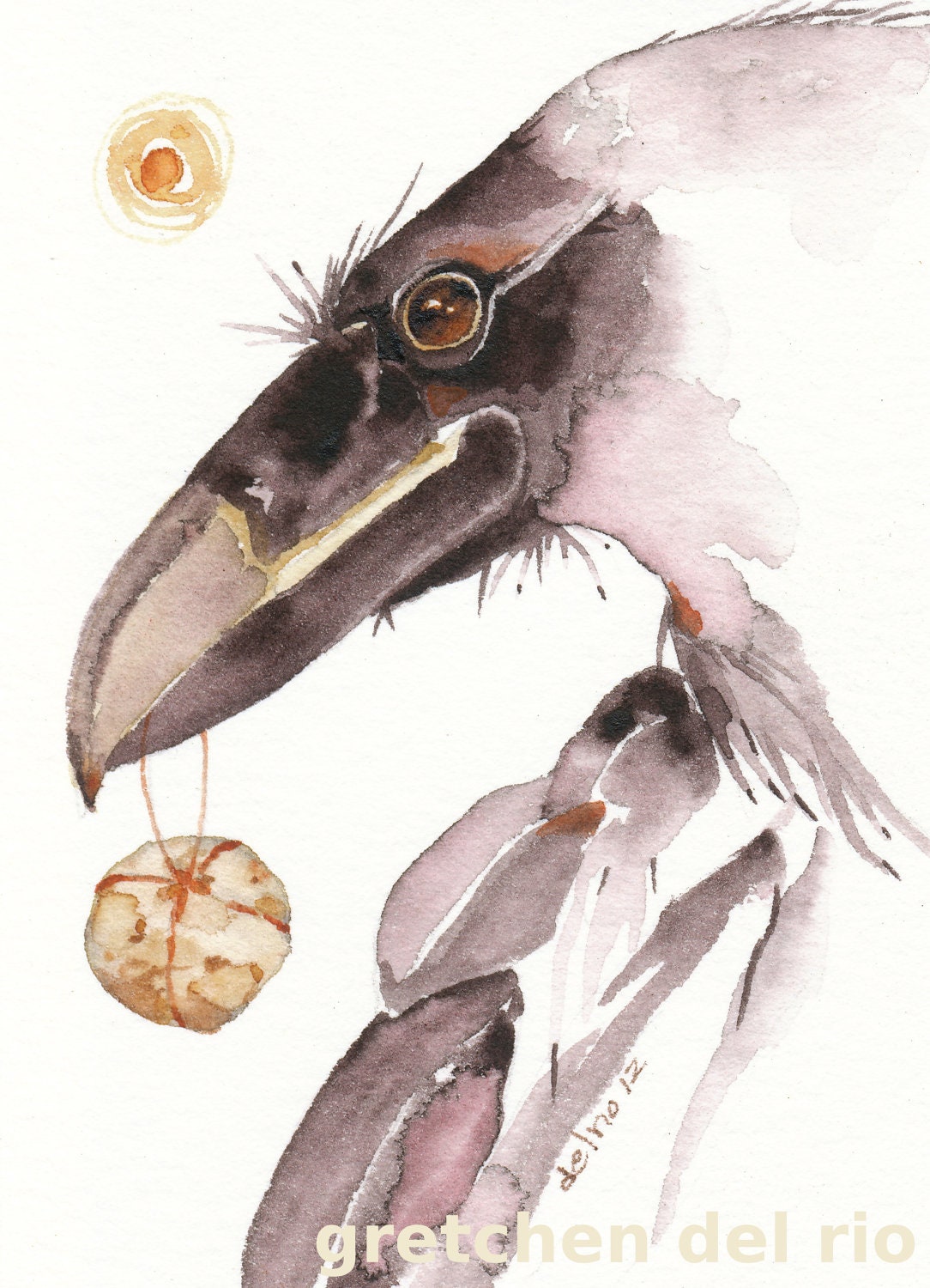DELIVERANCE  aceo watercolor RAVEN giclee PRINT bird totem spirit  - Free Shipping