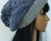Grey And Black Slouchy Beanie Headwarmer Cloche Tams Berets For Women Teen Girls  .
