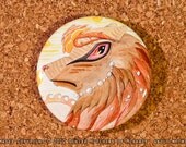 Yellow Fantasy Rose Wolf Pin-back Button or Magnet
